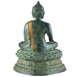 Unique Brass Blessing Buddha Statue in Green Stone Finish - 15 Inches